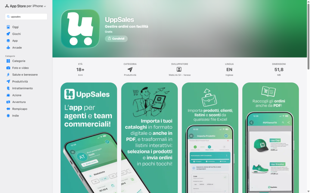 apple_app_store Interfaccia UppSales per iPad: gestione ordini agenti